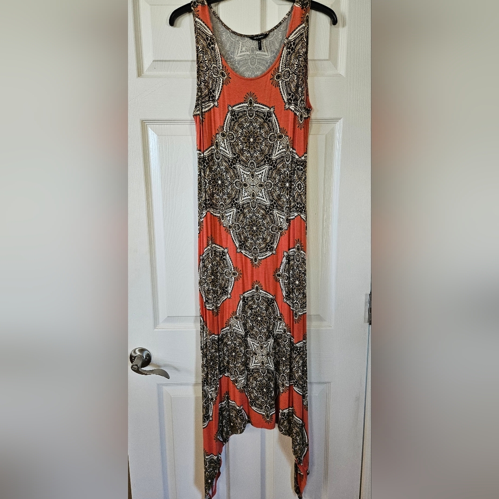 Daisy Fuentes Asymmetrical Dress in Coral and Black